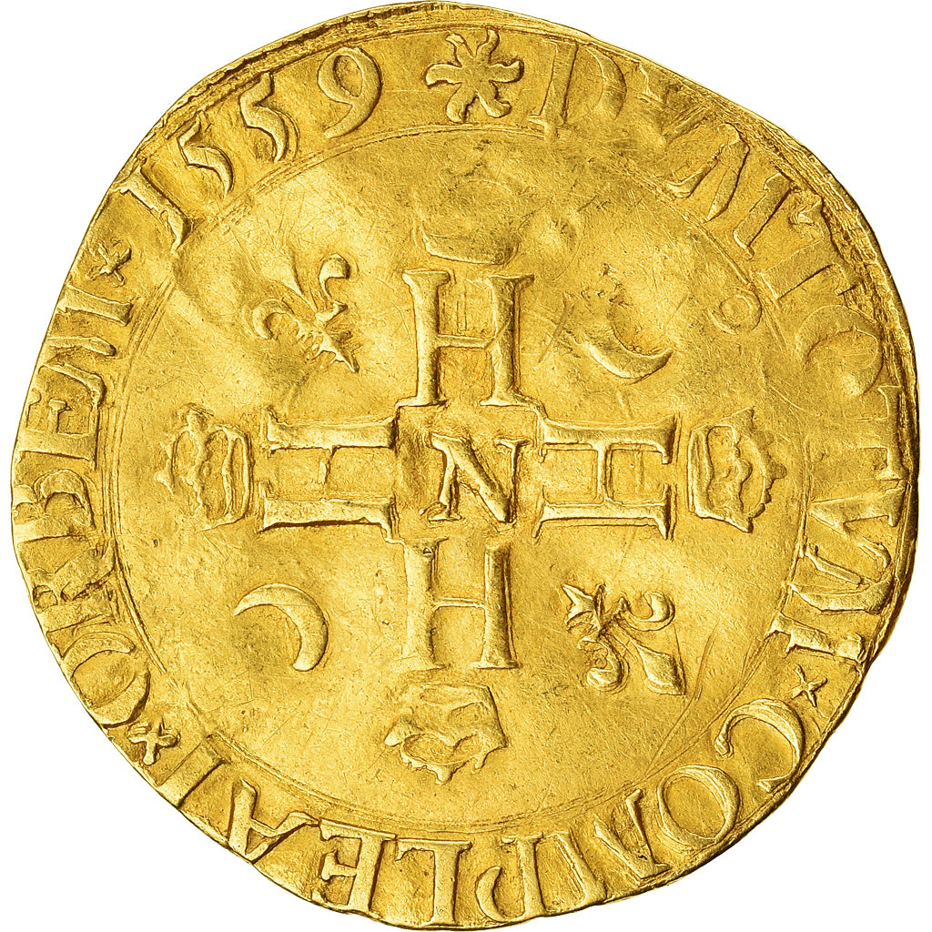 France, Henri II, Henri d'or, 1559, Montpellier, 