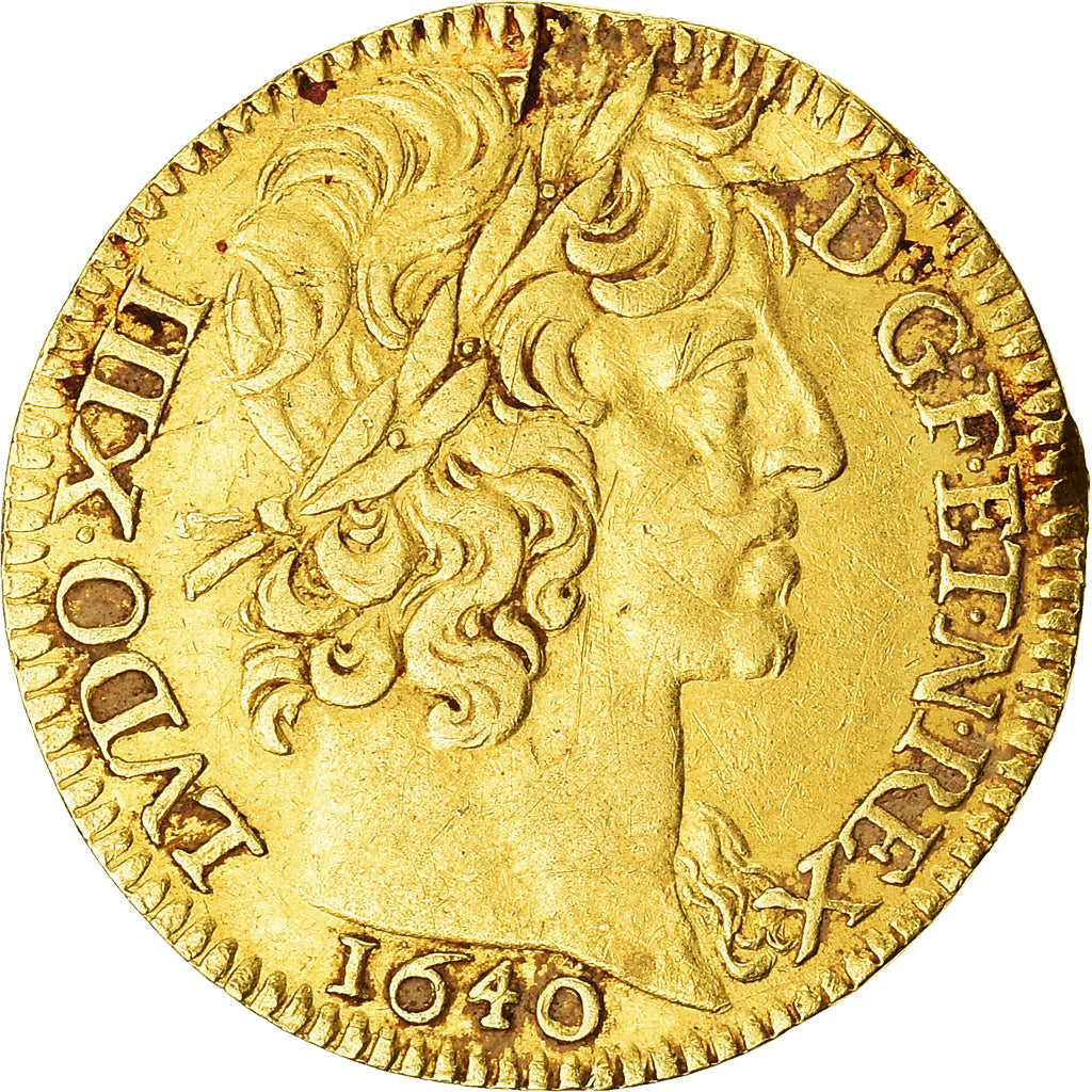 Frankreich, Louis XIII, 1/2 Louis d'or à la grosse tête, 1640, Paris, Gold