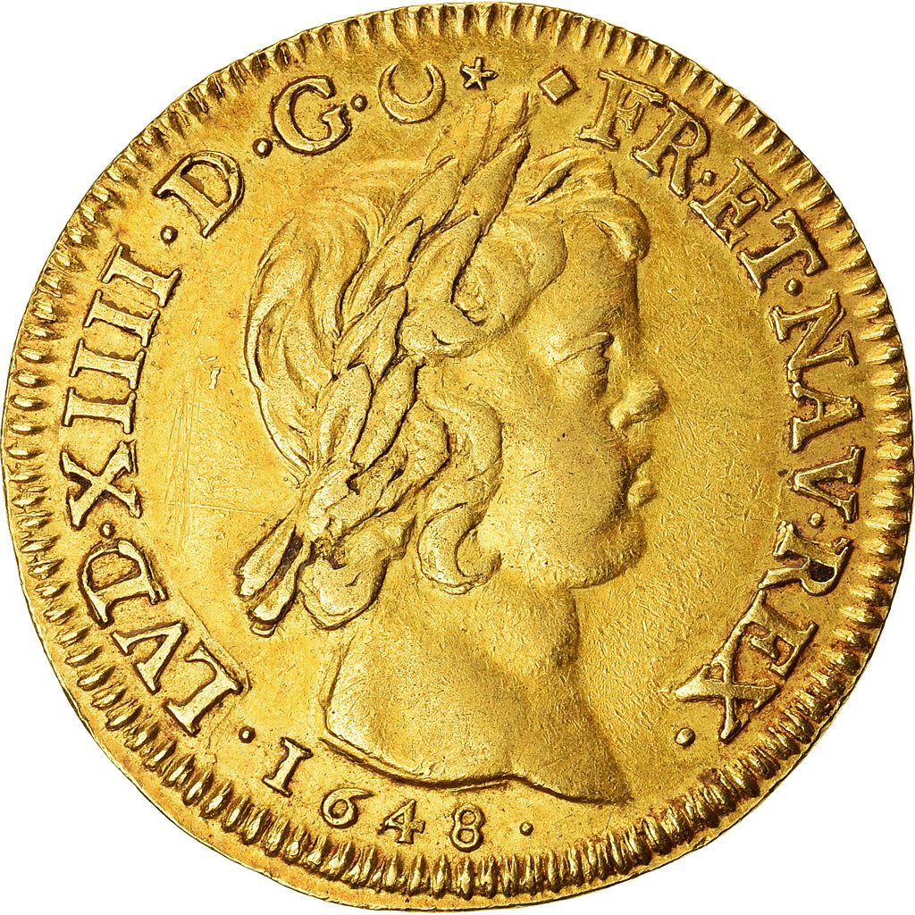 France, Louis XIV, 2 Louis D'or, Double louis d'or à la mèche courte, 1648
