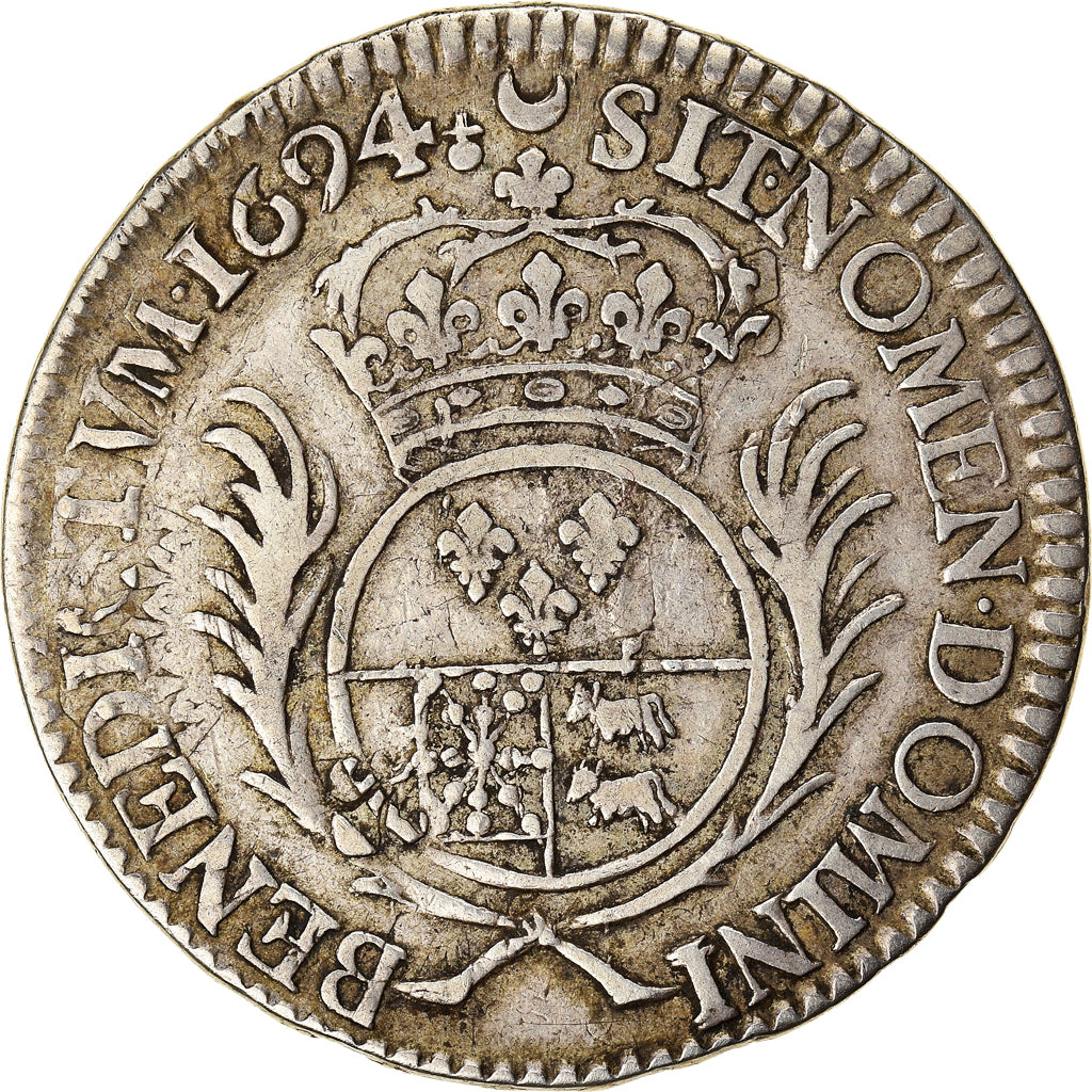 Frankreich, Louis XIV, 1/2 Écu de Béarn aux palmes, 1694, Pau, reformed
