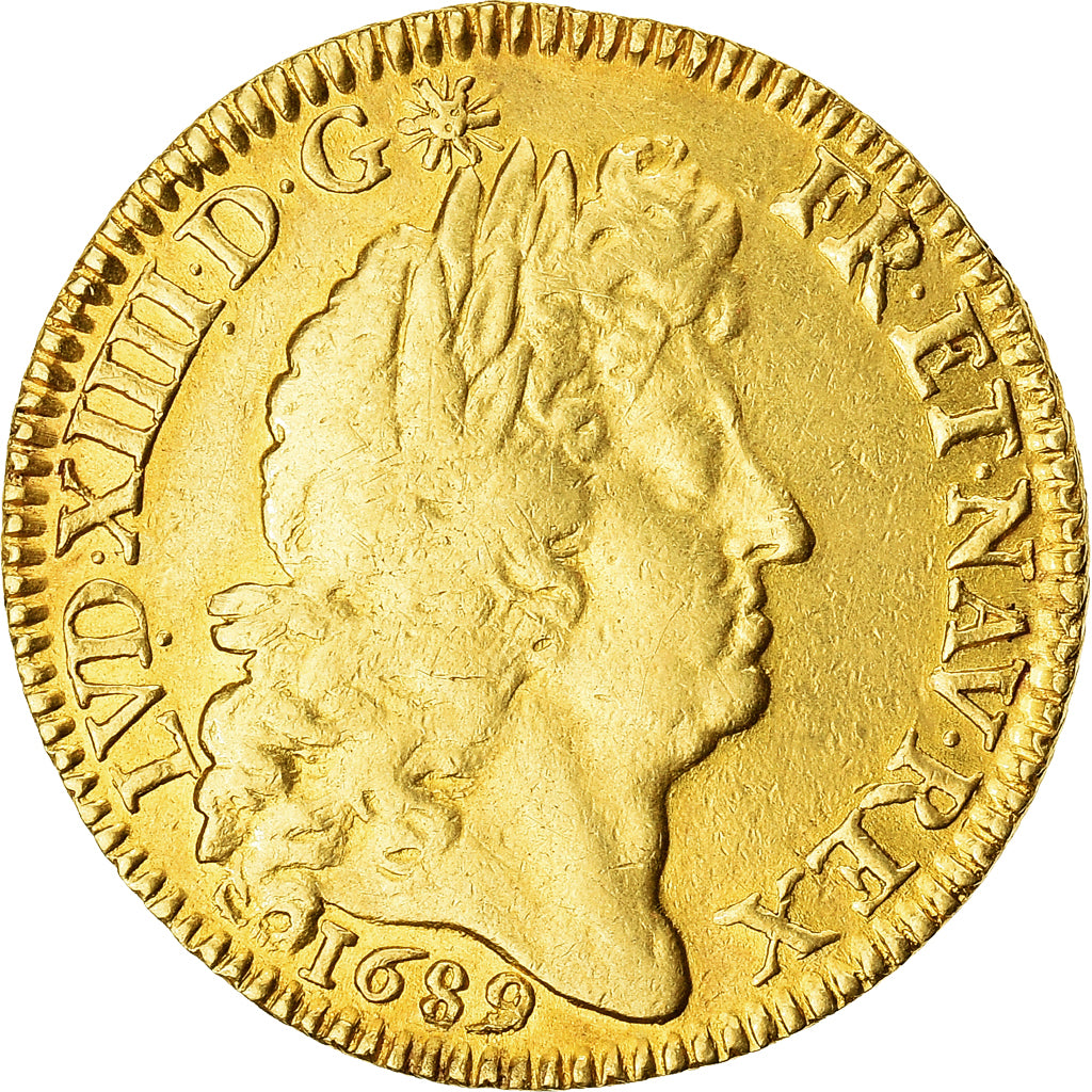 France, Louis XIV, Louis d'or à la perruque, 1689, Paris, 2ème semestre, Or