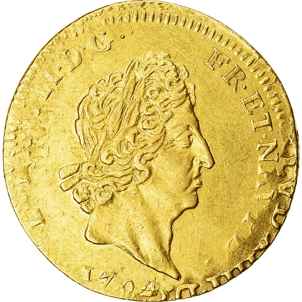 France, Louis XIV, 1/2 Louis d'or aux insignes, 1704, Paris, Réformé, Or, TTB+