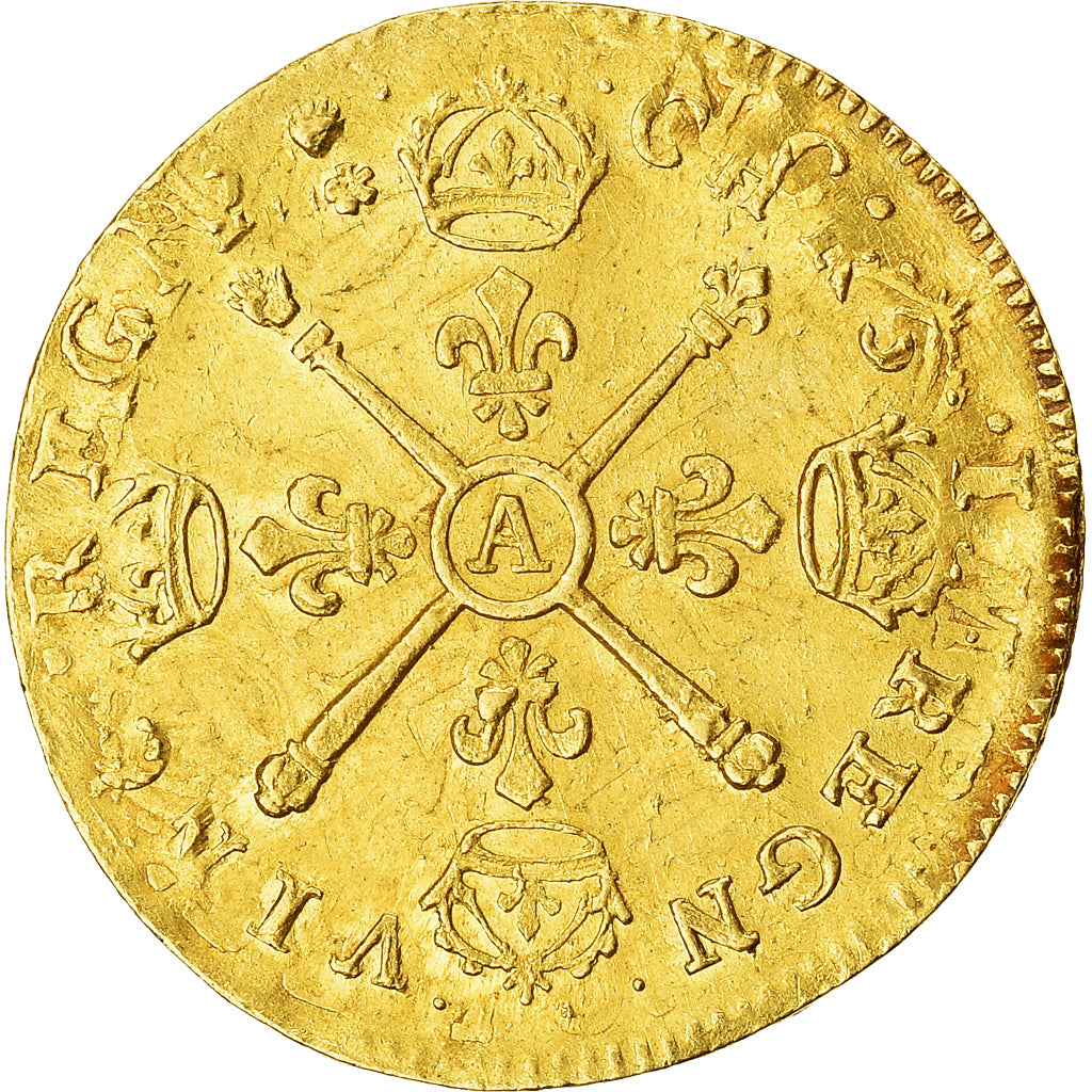 France, Louis XIV, 1/2 Louis d'or aux insignes, 1704, Paris, Réformé, Or, TTB+