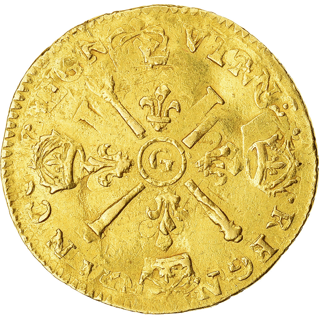 France, Louis XIV, 1/2 Louis d'or aux insignes, 1705, Poitiers, reformed, Gold