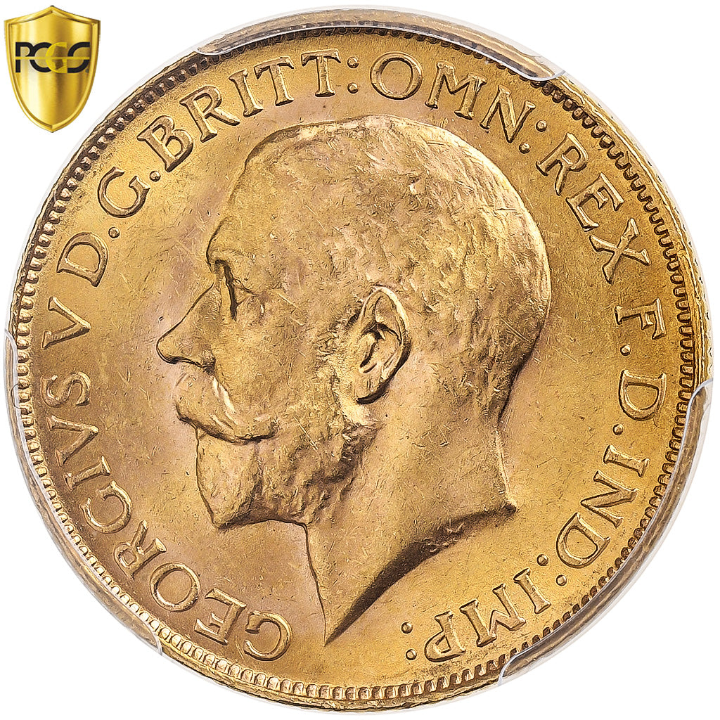 Sudafrica, George V, Sovereign, 1927, Pretoria, Oro, PCGS, MS64+, Spink:4004
