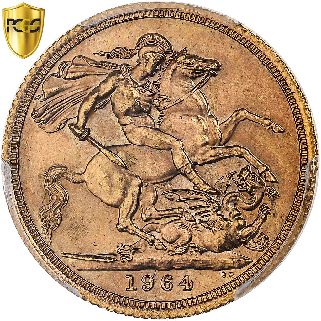 Great Britain, Elizabeth II, Sovereign, 1964, Gold, PCGS, MS63, Spink:4125