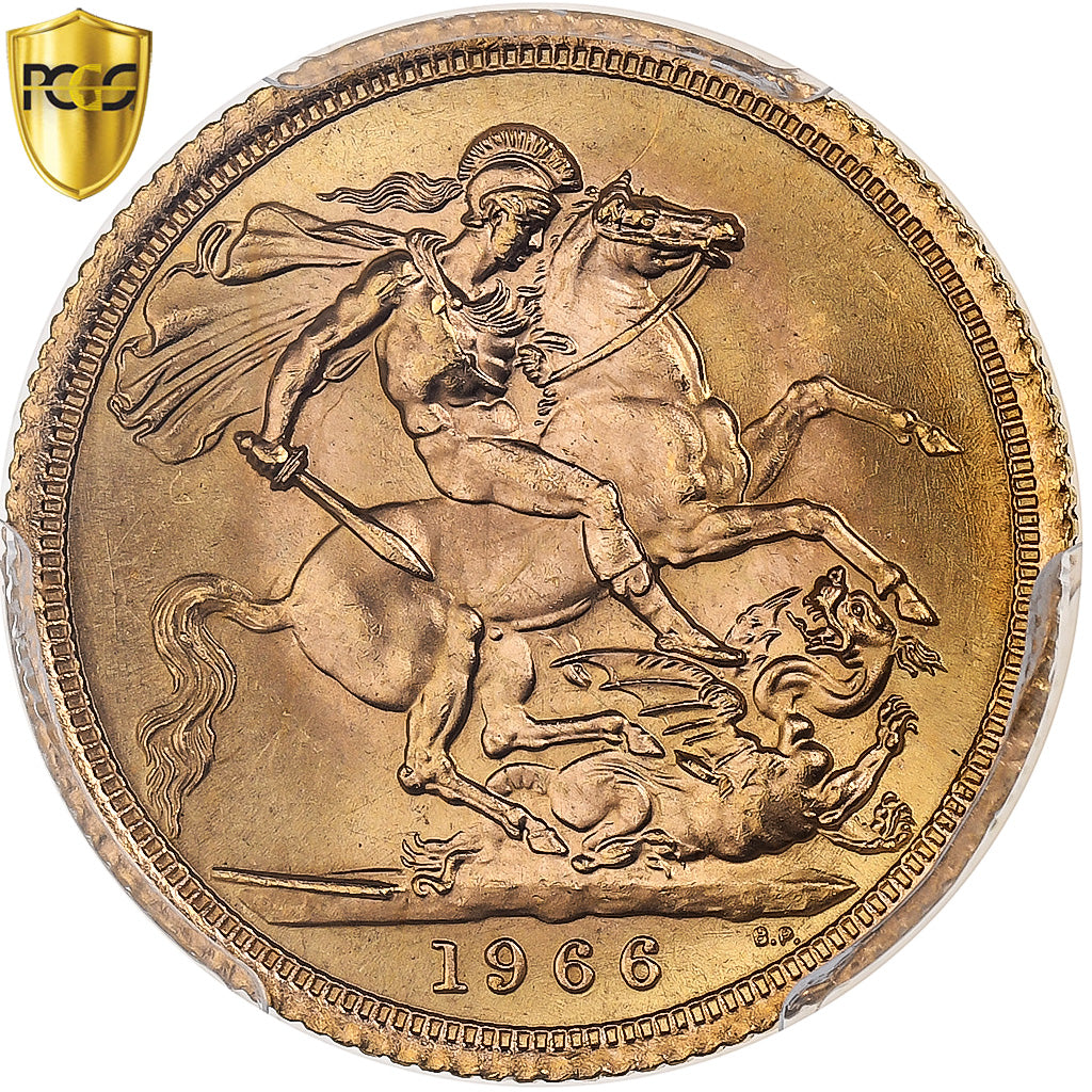 Great Britain, Elizabeth II, Sovereign, 1966, London, Gold, PCGS, MS64