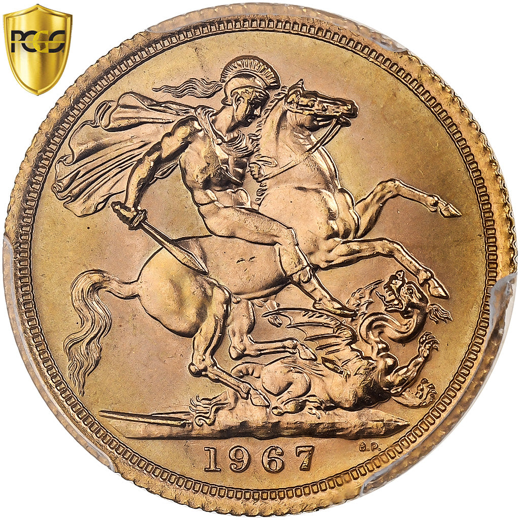 Great Britain, Elizabeth II, Sovereign, 1967, London, Gold, PCGS, MS64