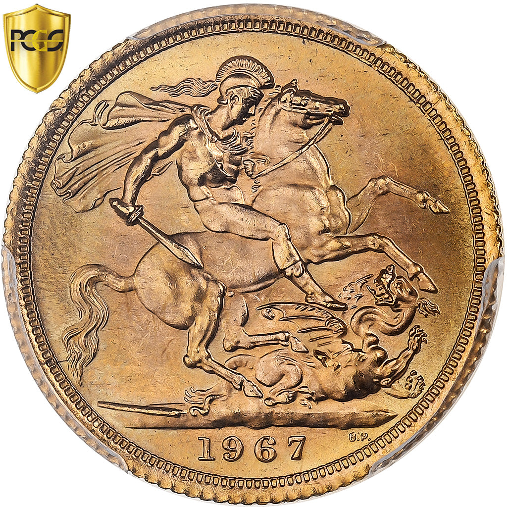 Great Britain, Elizabeth II, Sovereign, 1967, London, Gold, PCGS, MS64