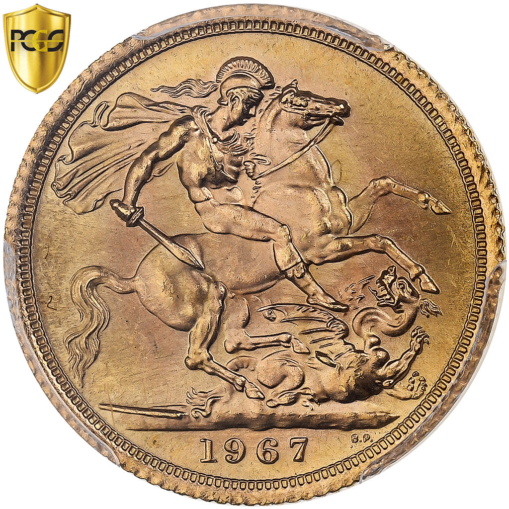 Grande-Bretagne, Elizabeth II, Souverain, 1967, Or, PCGS, MS64, Spink:4125