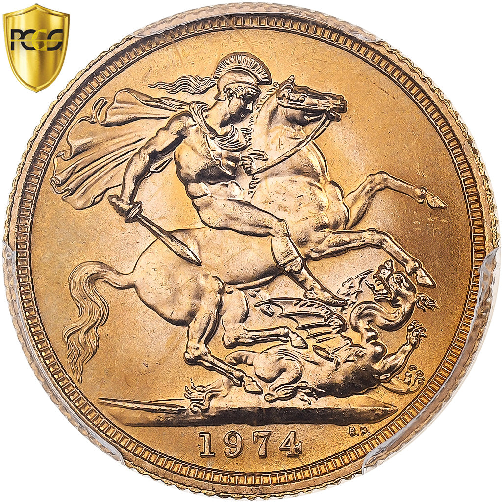 Great Britain, Elizabeth II, Sovereign, 1974, London, Gold, PCGS, MS64