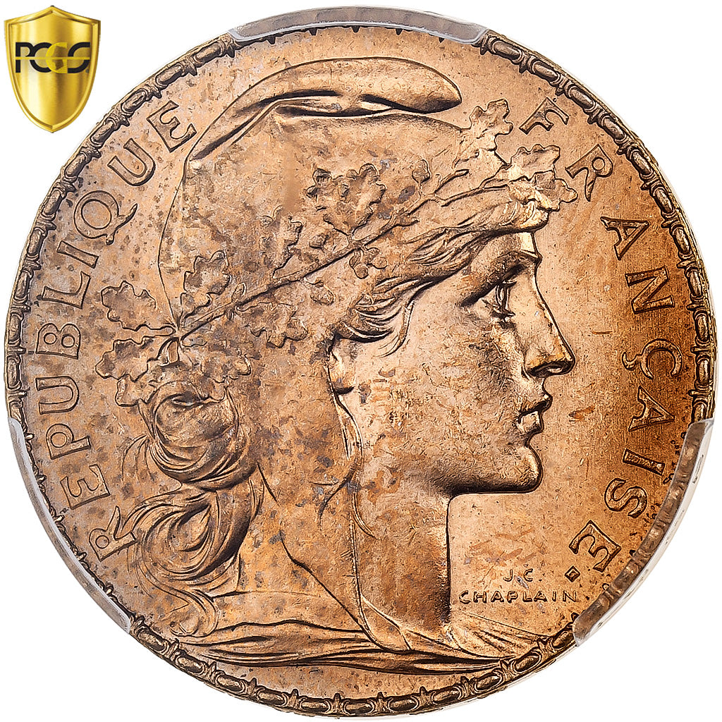 France, 20 Francs, Marianne, 1912, Paris, Or, PCGS, MS65, Gadoury:1064a, KM:857