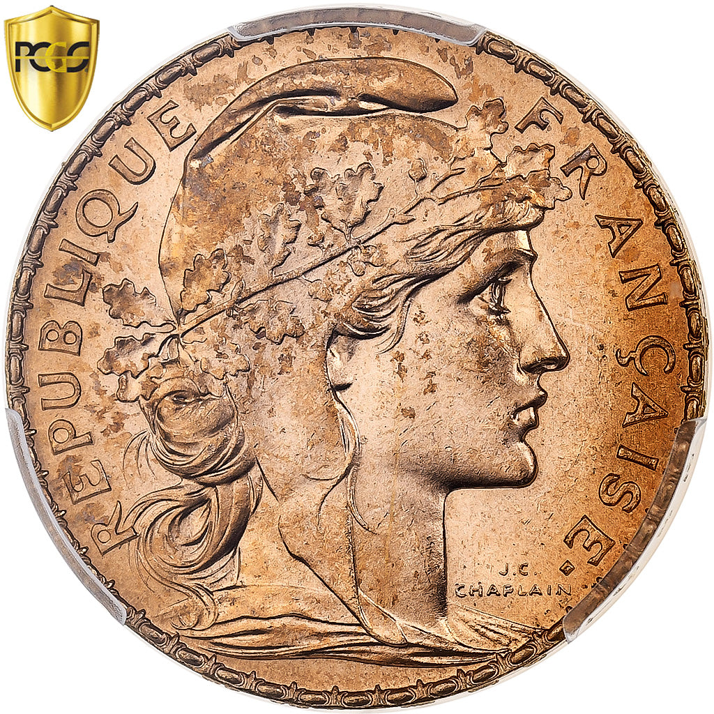 France, 20 Francs, Marianne, 1912, Paris, Gold, PCGS, MS65, Gadoury:1064a