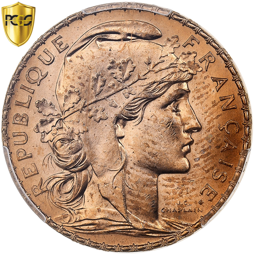 Francia, 20 Francs, Marianne, 1912, Paris, Oro, PCGS, MS65, Gadoury:1064a