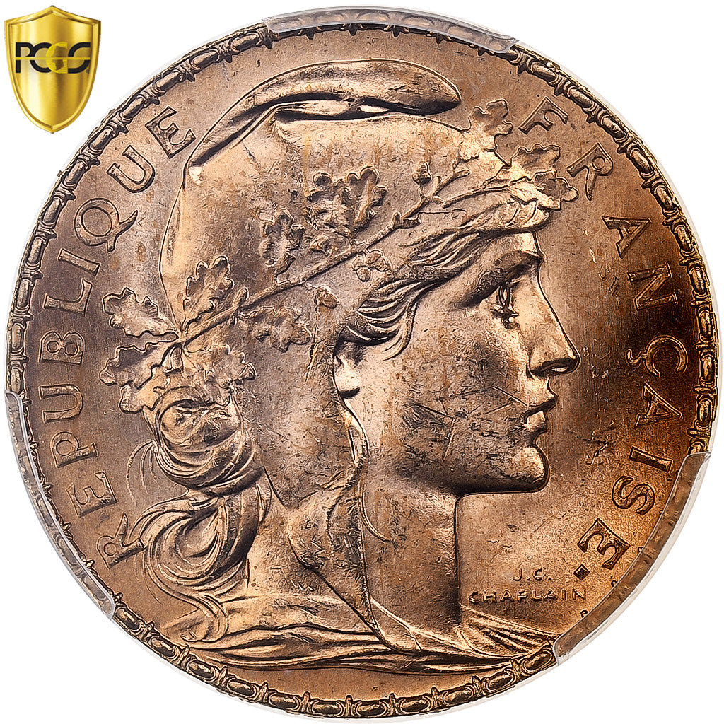 France, 20 Francs, Marianne, 1912, Paris, Or, PCGS, MS65+, Gadoury:1064a, KM:857