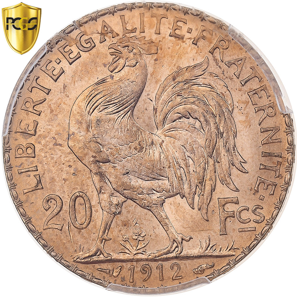 France, 20 Francs, Marianne, 1912, Paris, Gold, PCGS, MS66, Gadoury:1064a