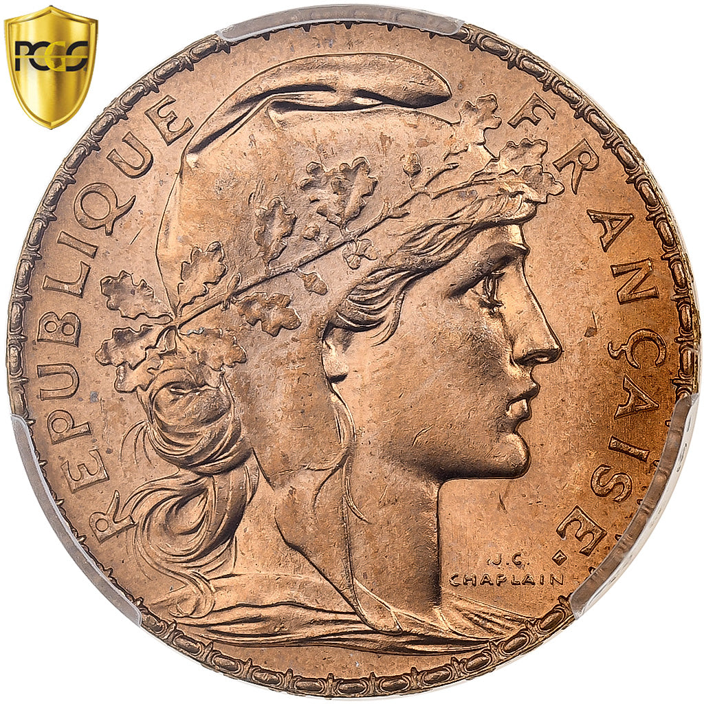 France, 20 Francs, Marianne, 1912, Paris, Gold, PCGS, MS66, Gadoury:1064a