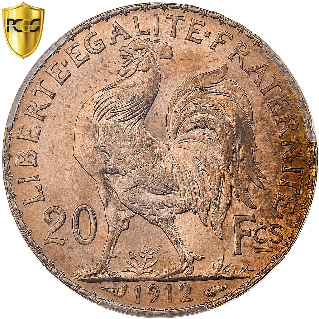 France, 20 Francs, Marianne, 1912, Paris, Gold, PCGS, MS66, Gadoury:1064a
