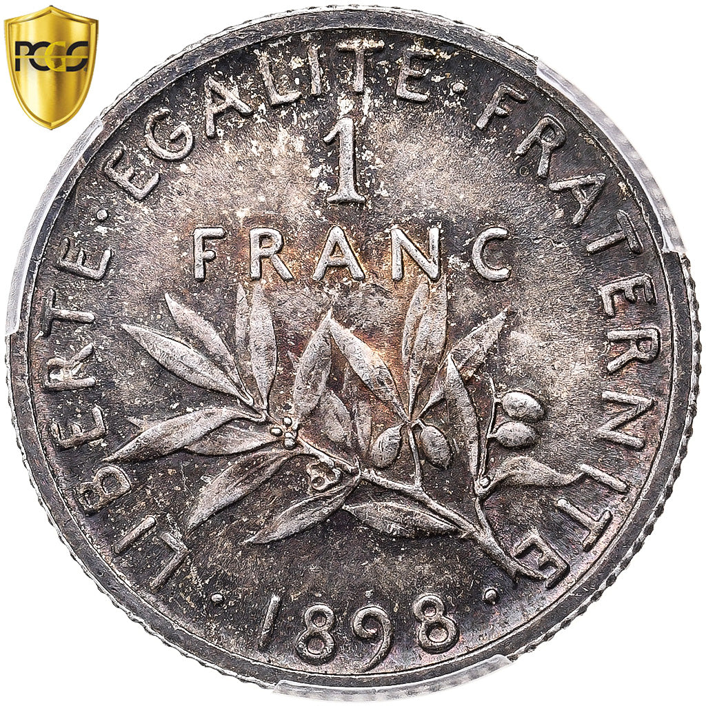 Coin, France, Semeuse, Franc, 1898, Paris, PCGS, MS64, MS(64), Silver, KM:844.1