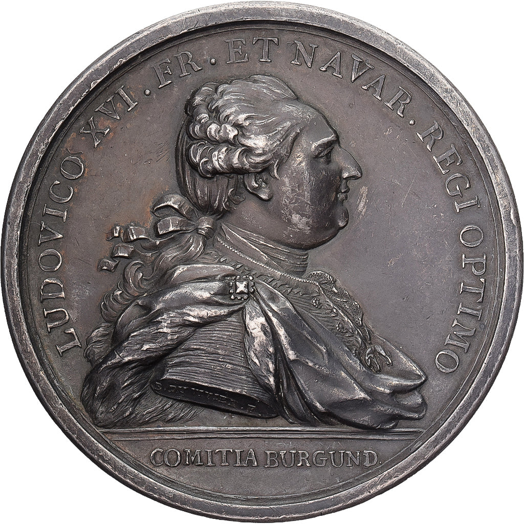 France, Médaille, Louis XVI, Le canal du Centre, 1783, Argent, Duvivier, SUP