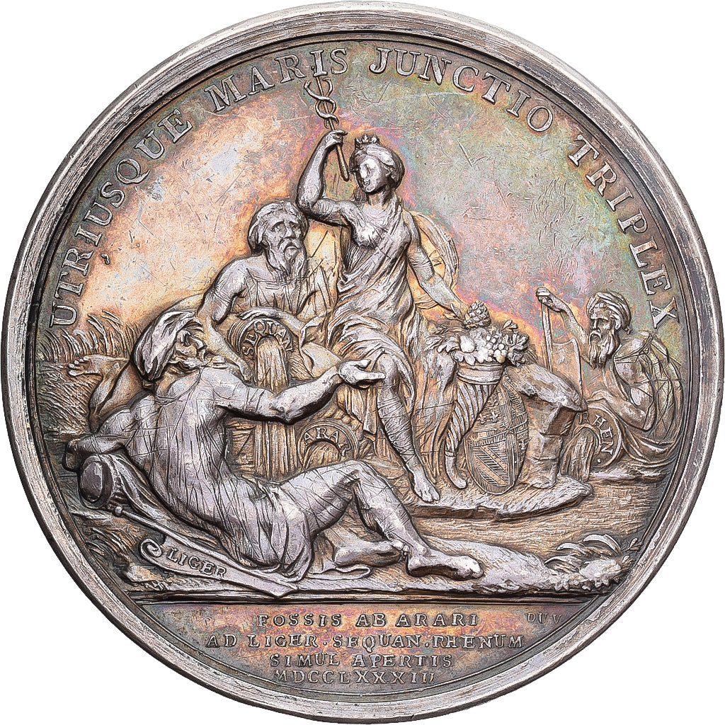 France, Médaille, Louis XVI, Le canal du Centre, 1783, Argent, Duvivier, SUP