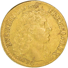 France, Louis XIV, Louis d’or à la tête virile, 1676, Paris, Or, TTB