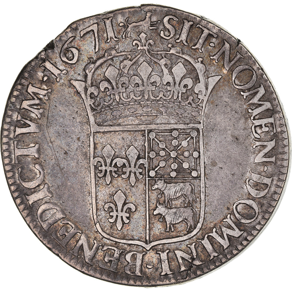 Francia, Louis XIV, Écu de Béarn au buste juvénile, 1671, Pau, Collection