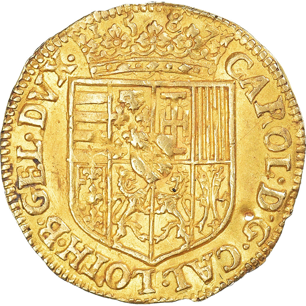 Duché de Lorraine, Charles III, 1/2 Pistole, 1587, Nancy, Or, TTB+, Flon:118