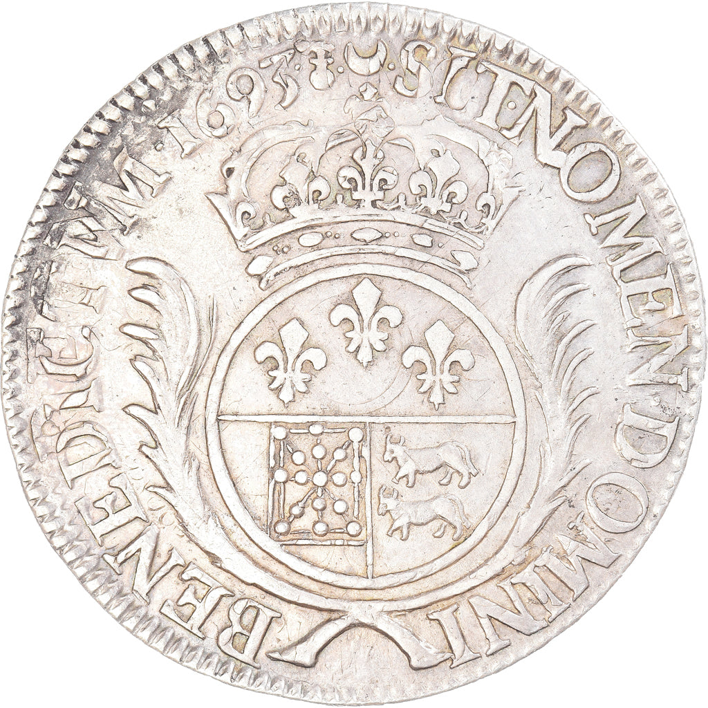 Moeda, França, Louis XIV, Écu de Béarn aux palmes, Ecu, 1693, Pau, EF(40-45)