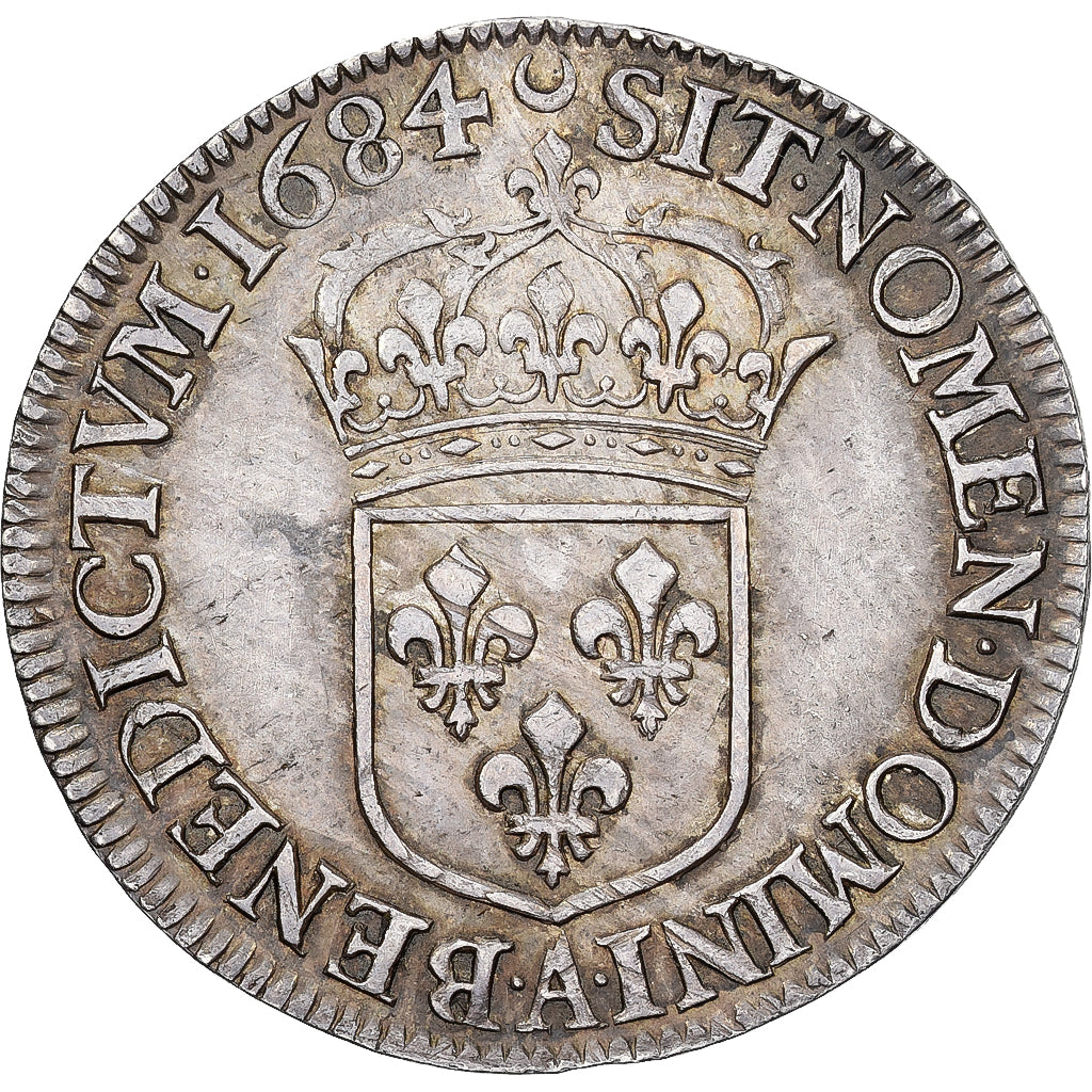 France, Louis XIV, 1/2 Écu à la cravate longue, 1684, Paris, Argent, SUP