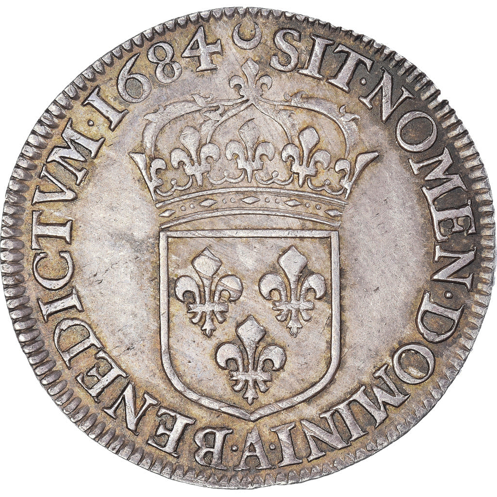 France, Louis XIV, 1/2 Écu à la cravate longue, 1684, Paris, Argent, SUP