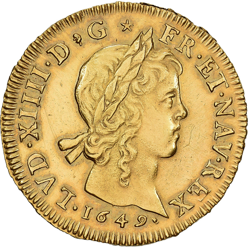 Francia, Louis XIV, Double louis d'or à la mèche longue, 1649, Bordeaux, Oro