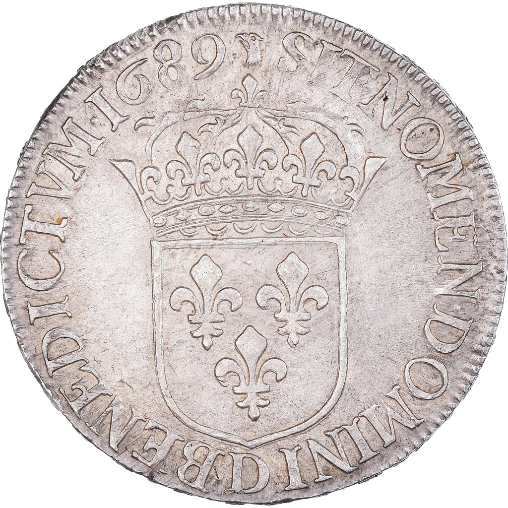 Francia, Louis XIV, Ecu au buste drapé à l'antique, 1689, Lyon, Plata, MBC+