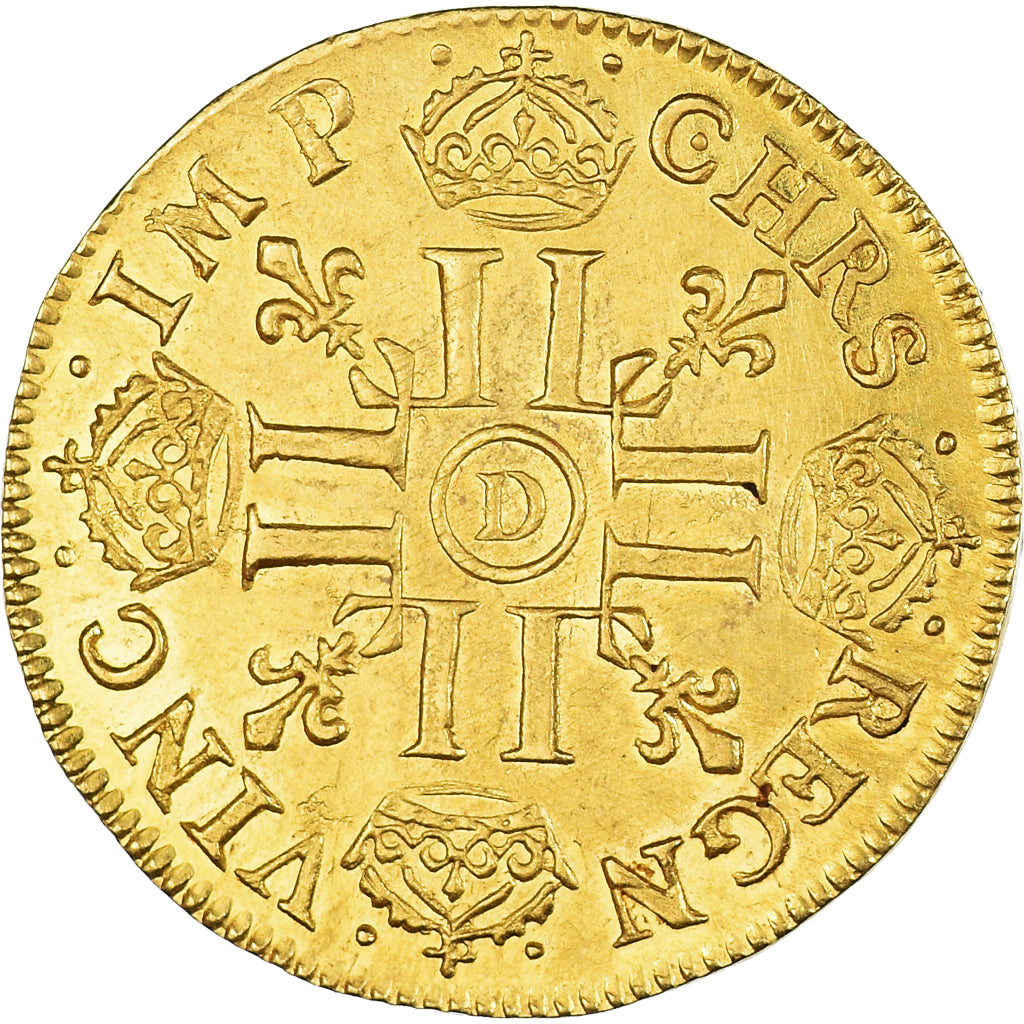 Francia, Louis XIV, Louis d'or au buste juvénile, tête laurée, 1666, Lyon