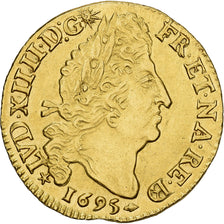 Frankreich, Louis XIV, Louis d'or aux 4 L, 1695, Pau, Flan neuf, Gold, VZ