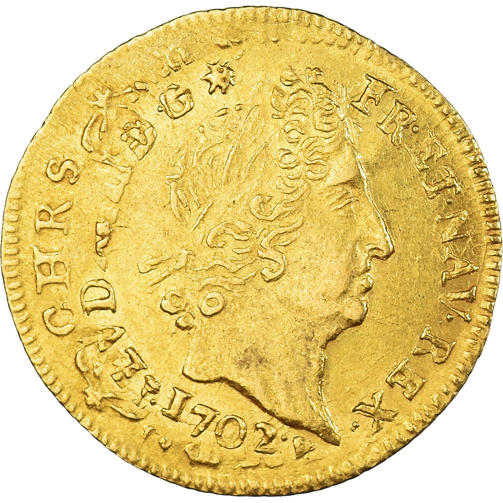 Frankreich, Louis XIV, 1/2 Louis d'or aux 8 L et aux insignes, 1702