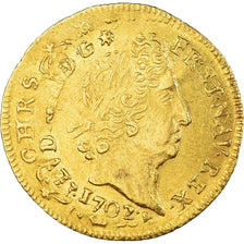 Frankreich, Louis XIV, 1/2 Louis d'or aux 8 L et aux insignes, 1702