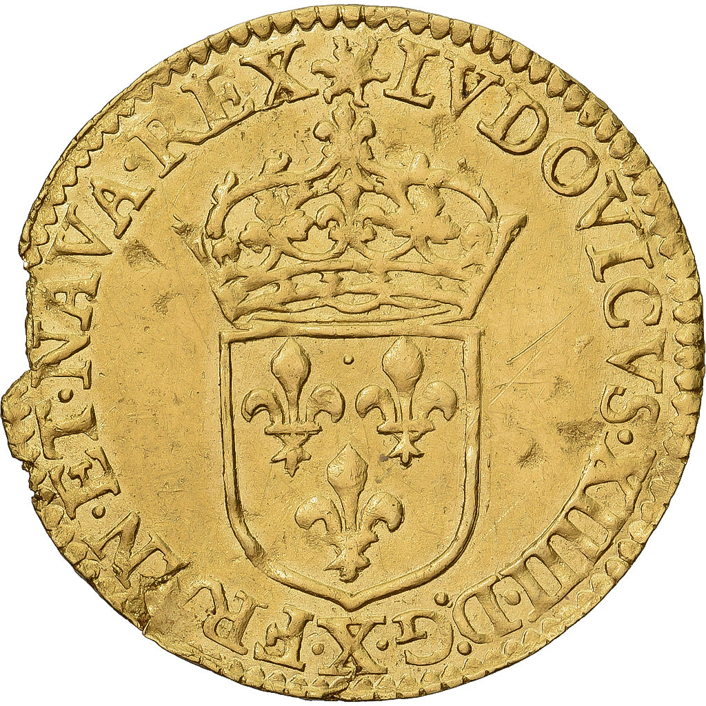 Francia, Louis XIV, 1/2 Écu d'or au soleil, 1644, Amiens, Oro, SPL-