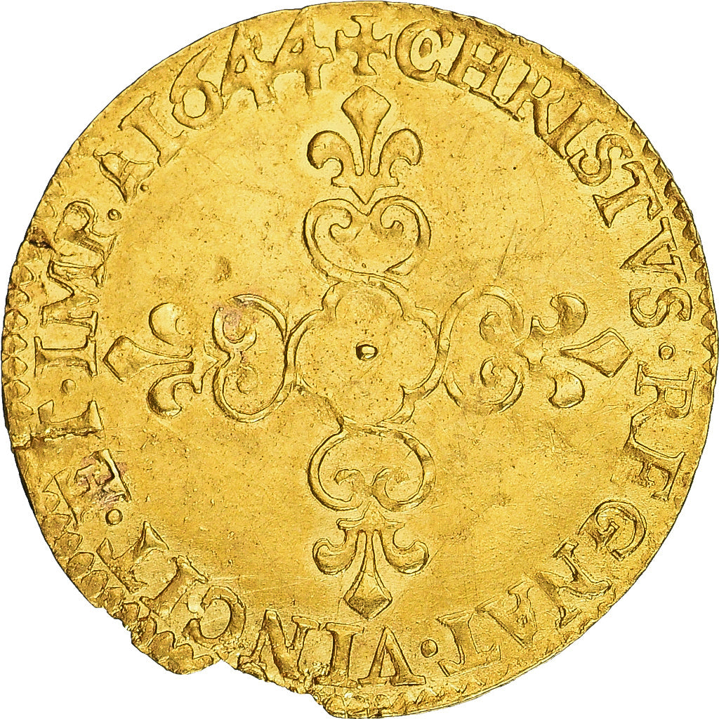 Frankreich, Louis XIV, 1/2 Écu d'or au soleil, 1644, Amiens, Gold, VZ