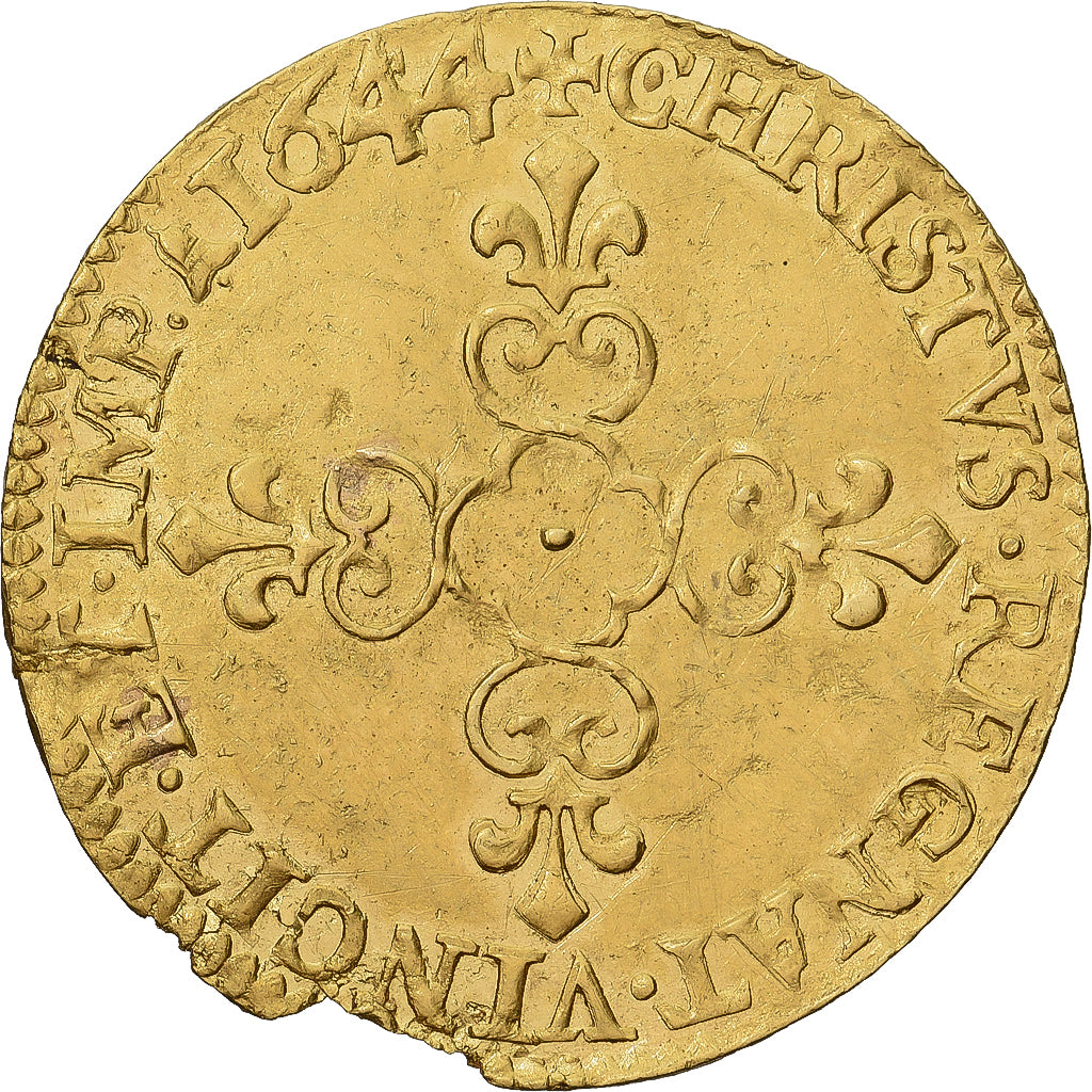 Francia, Louis XIV, 1/2 Écu d'or au soleil, 1644, Amiens, Oro, SPL-