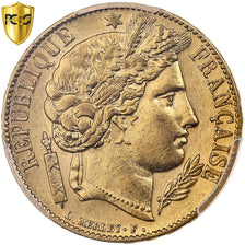 França, 20 Francs, Cérès, 1851, Paris, Dourado, PCGS, AU55, Gadoury:1059