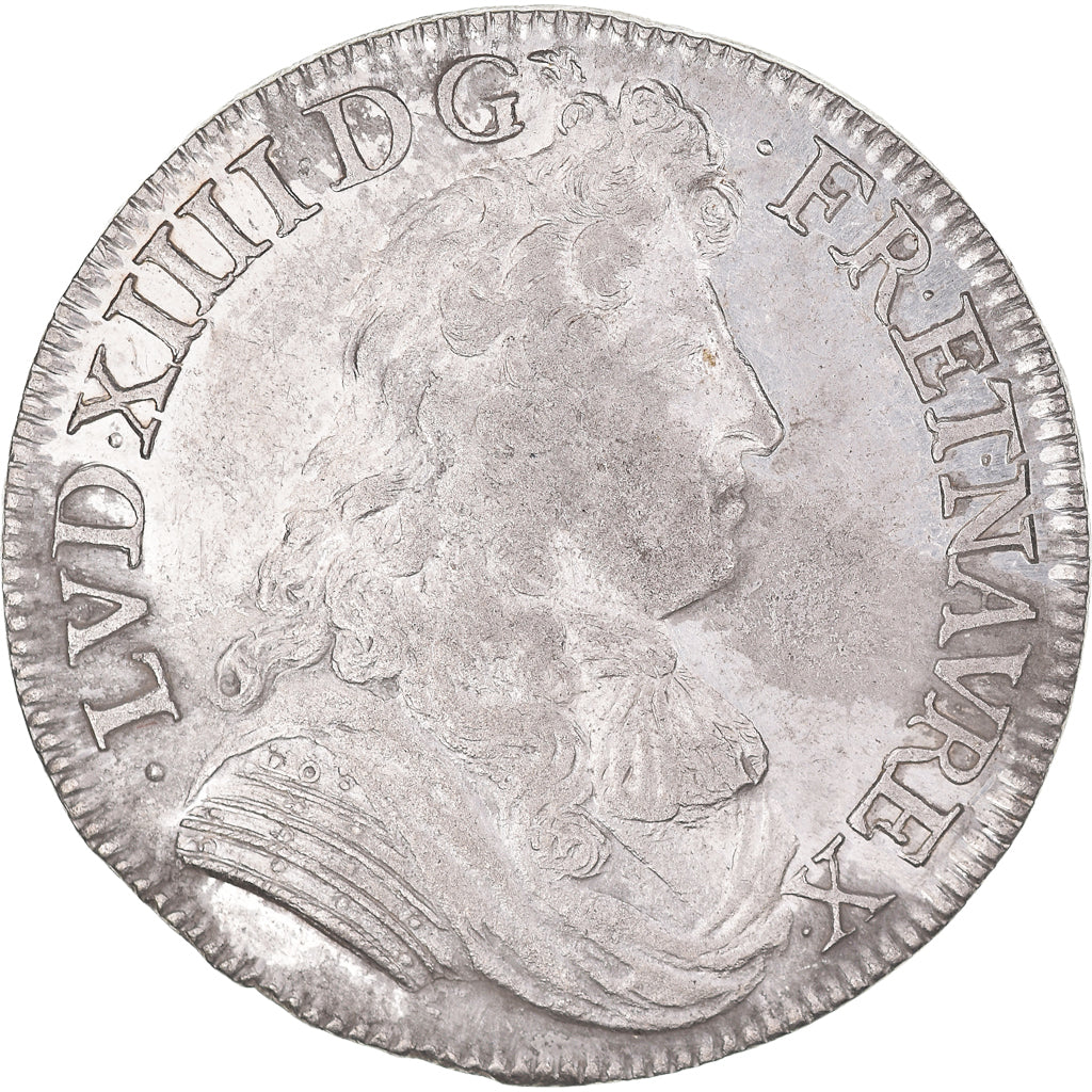 Francia, Louis XIV, 1/2 Écu à la cravate, 1676, Lyon, Plata, MBC+, Gadoury:174