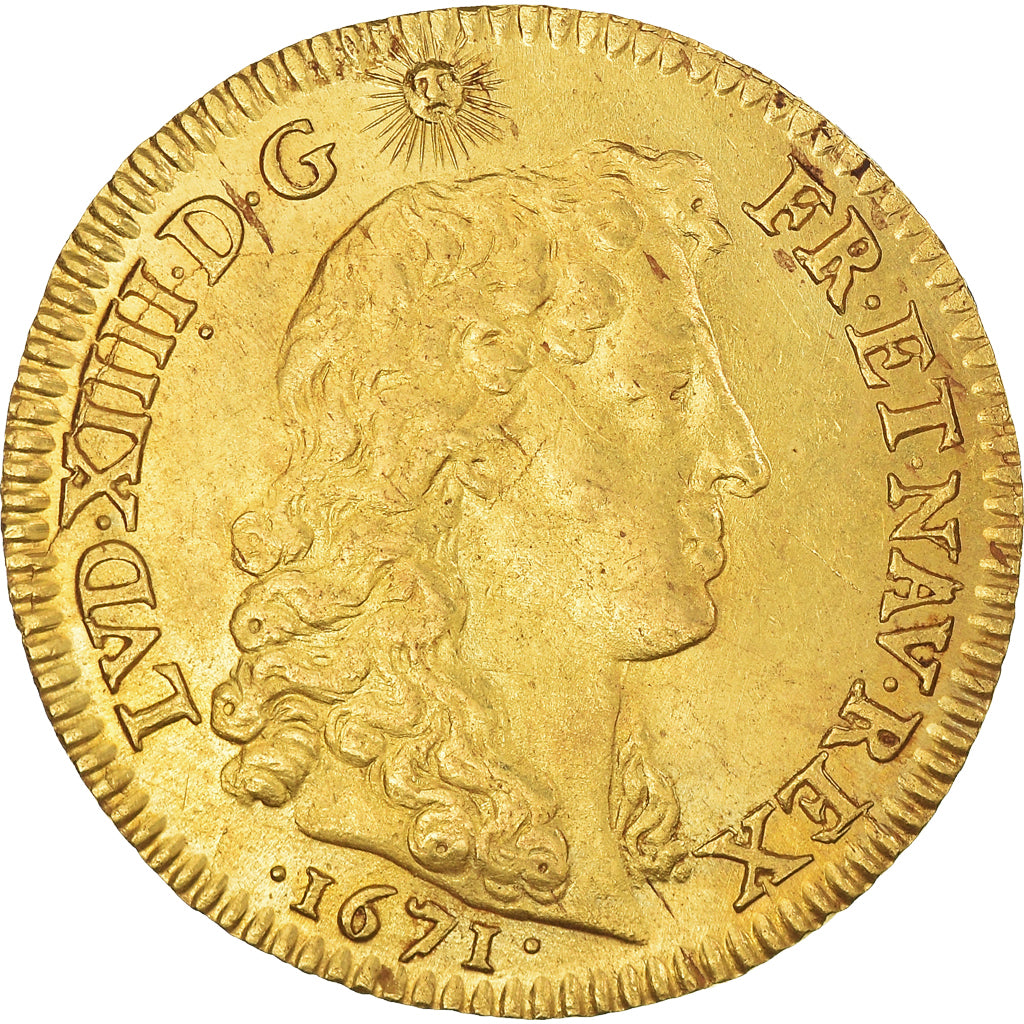 França, Louis XIV, Louis d'Or, Louis d'or à la tête nue, 1671, Paris