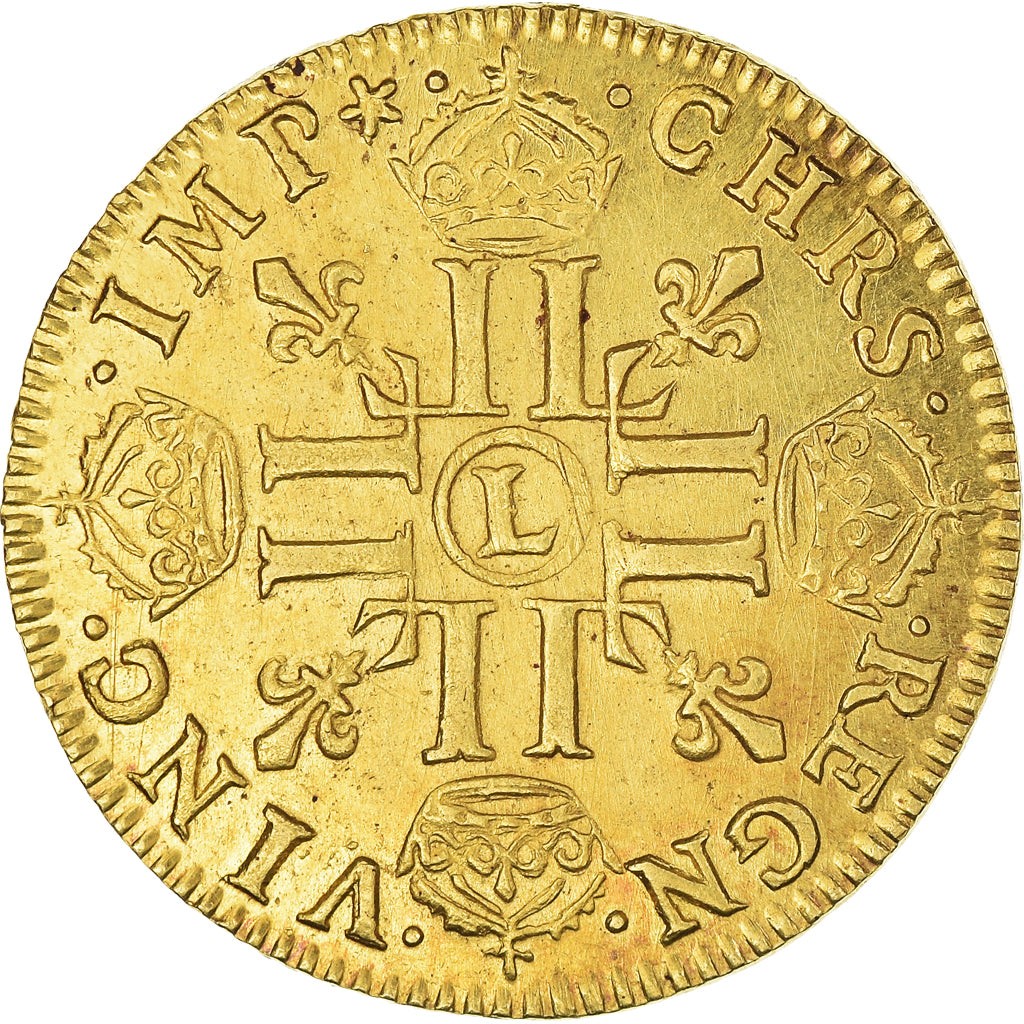 Francia, Louis XIV, Louis d'or aux 8L, tête nue, 1673, Bayonne, Oro, MBC+