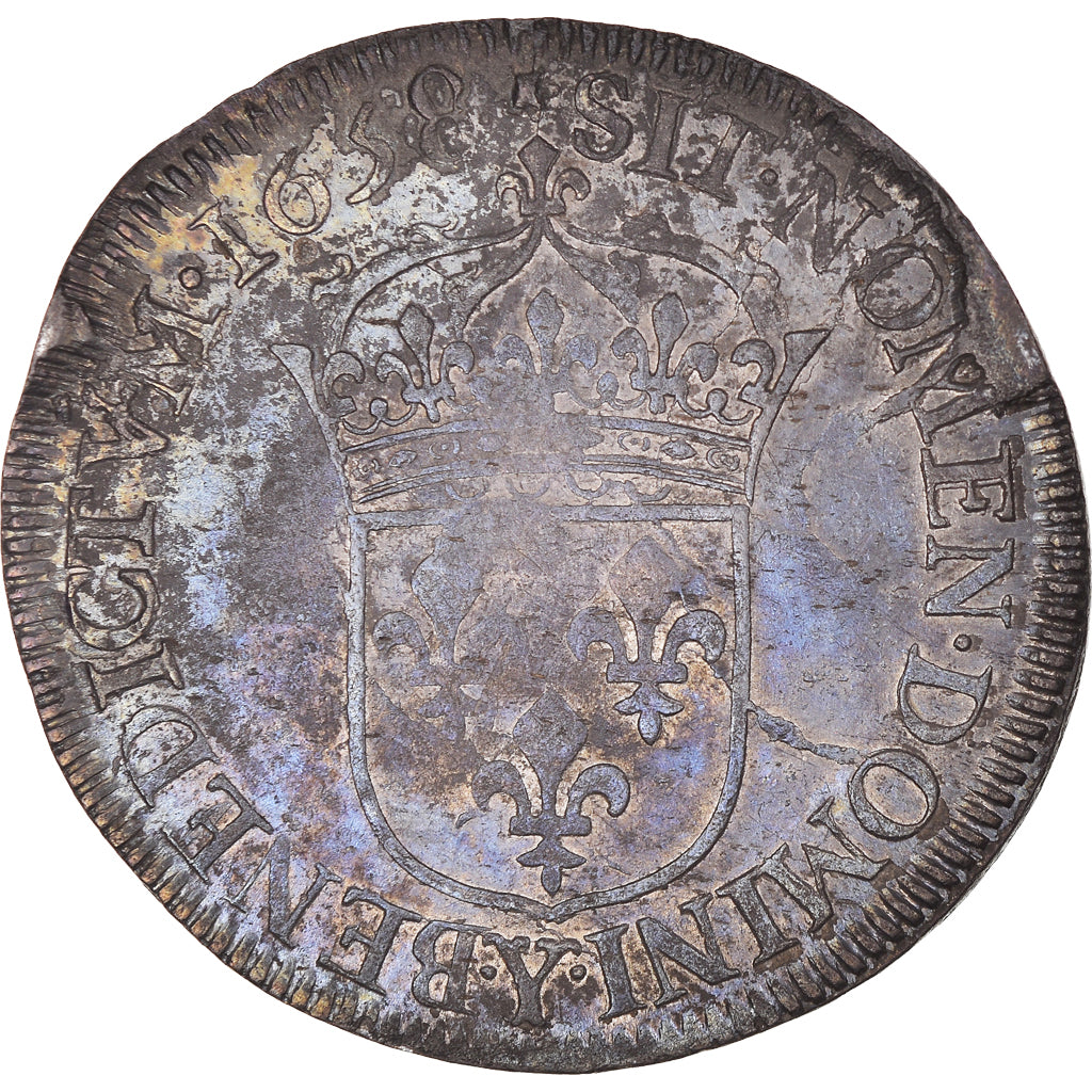 Francia, Louis XIV, 1/2 Écu de Bourges, 1658, Bourges, Plata, MBC+, Gadoury:174