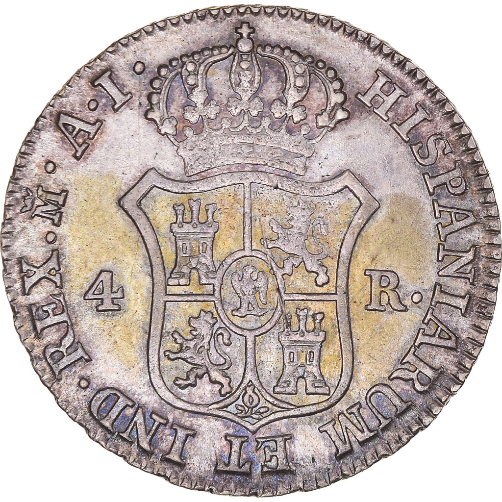 Munten, Spanje, Joseph Napoleon, 4 Réales, 1810, Madrid, ZF, Zilver, KM:540.1