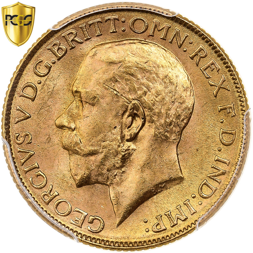 Inde britannique, George V, Sovereign, 1918, Bombay, Or, PCGS, MS64, KM:525A