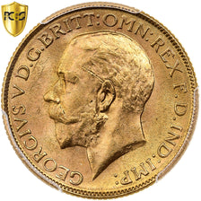 Inde britannique, George V, Sovereign, 1918, Bombay, Or, PCGS, MS64, KM:525A
