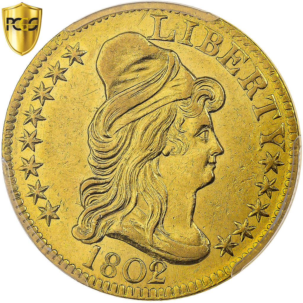 United States, 5 Dollars, Draped Bust, 1802/1, Philadelphia, Gold, PCGS, AU58