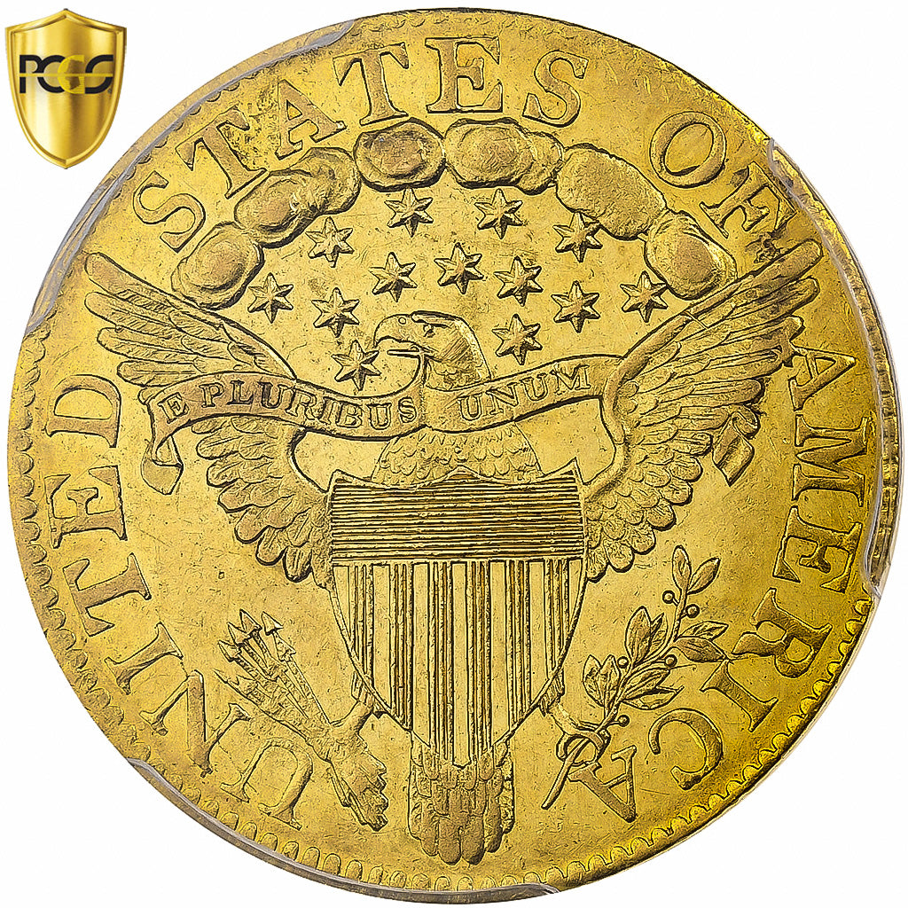 United States, 5 Dollars, Draped Bust, 1802/1, Philadelphia, Gold, PCGS, AU58